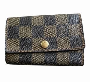 Louis Vuitton Damier Ebene 6 Key Holder Multicles 6 Key Case Wallet Brown Canvas